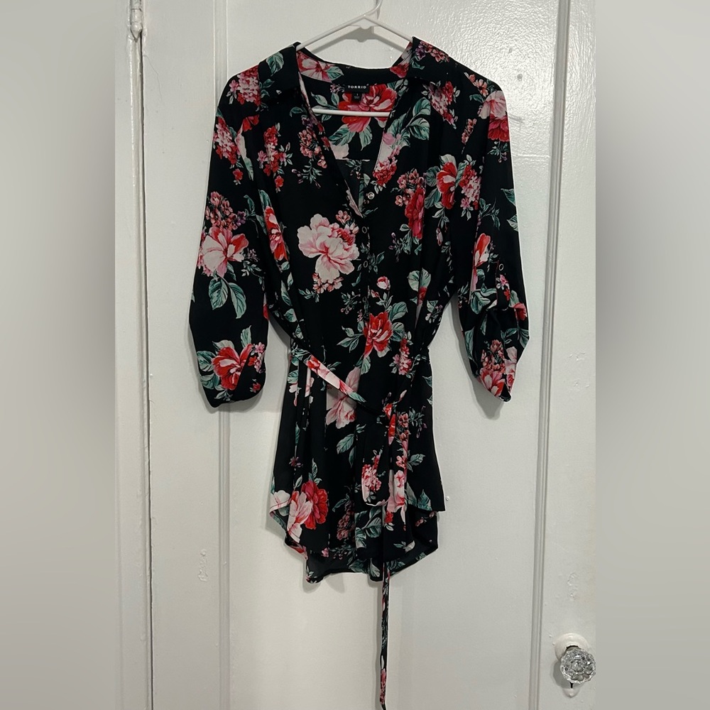 Torrid Wrap Tie Floral Blouse
